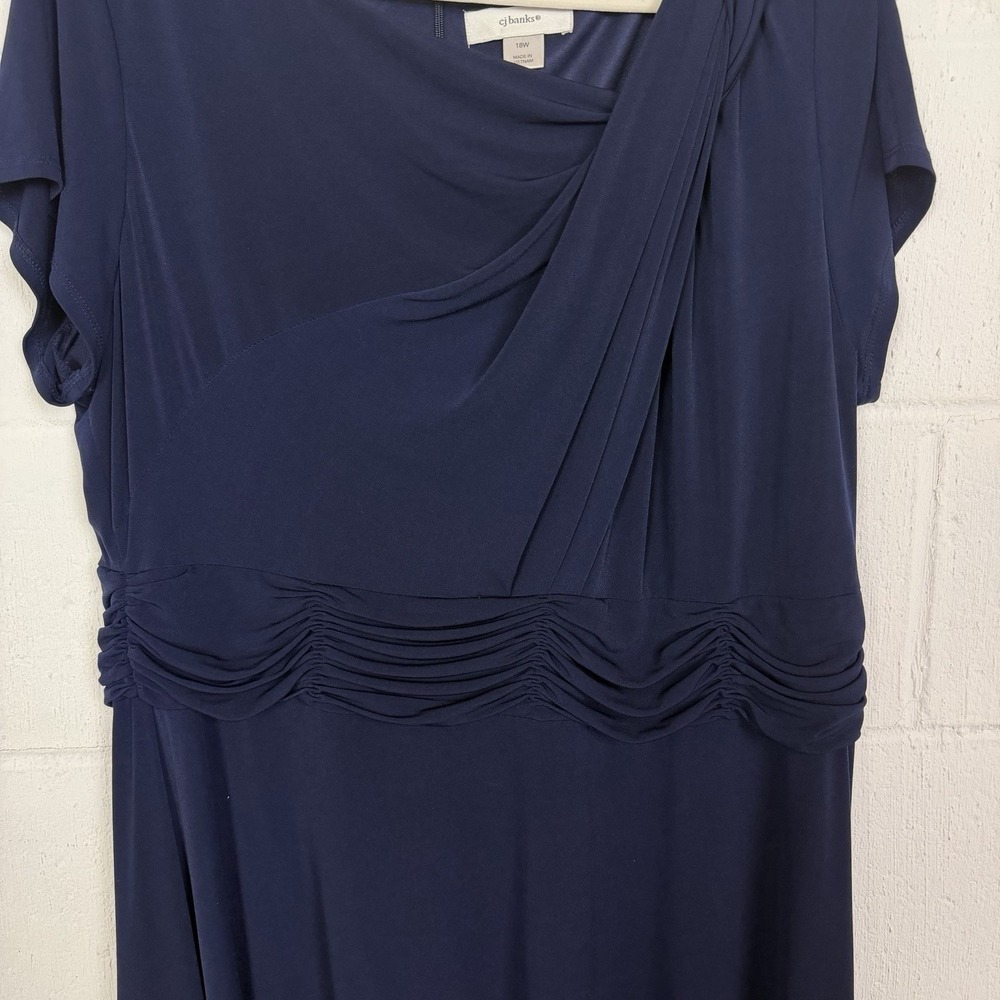 CJ Banks Midi‎ Dress Blue Stretch Knit Evening Mother Of Bride/Groom Wedding 18W